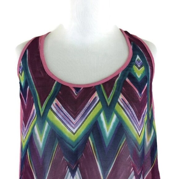 2b Bebe Women's XS Tank Top Semi-Sheer Hi-Low Cut Pop-over Loose Fit Racerback - Picture 8 of 8